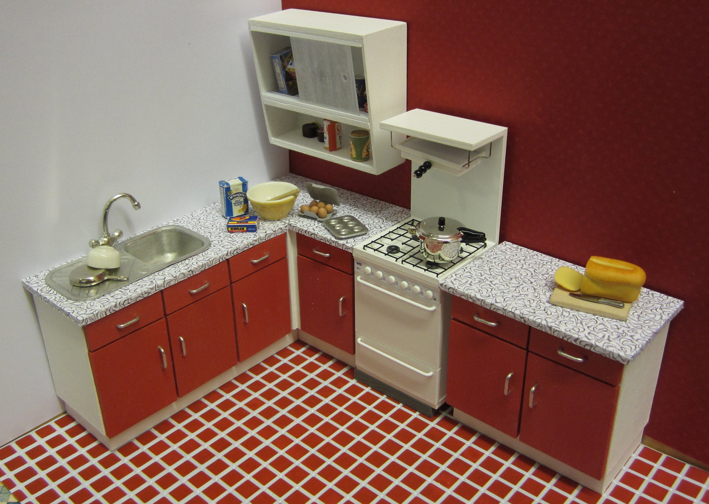 Dollshouse Miniature one twelfth scale 1950s/60s Kitchen Kit