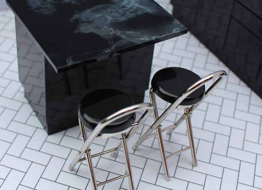 Black Chrome Folding Bar Stool