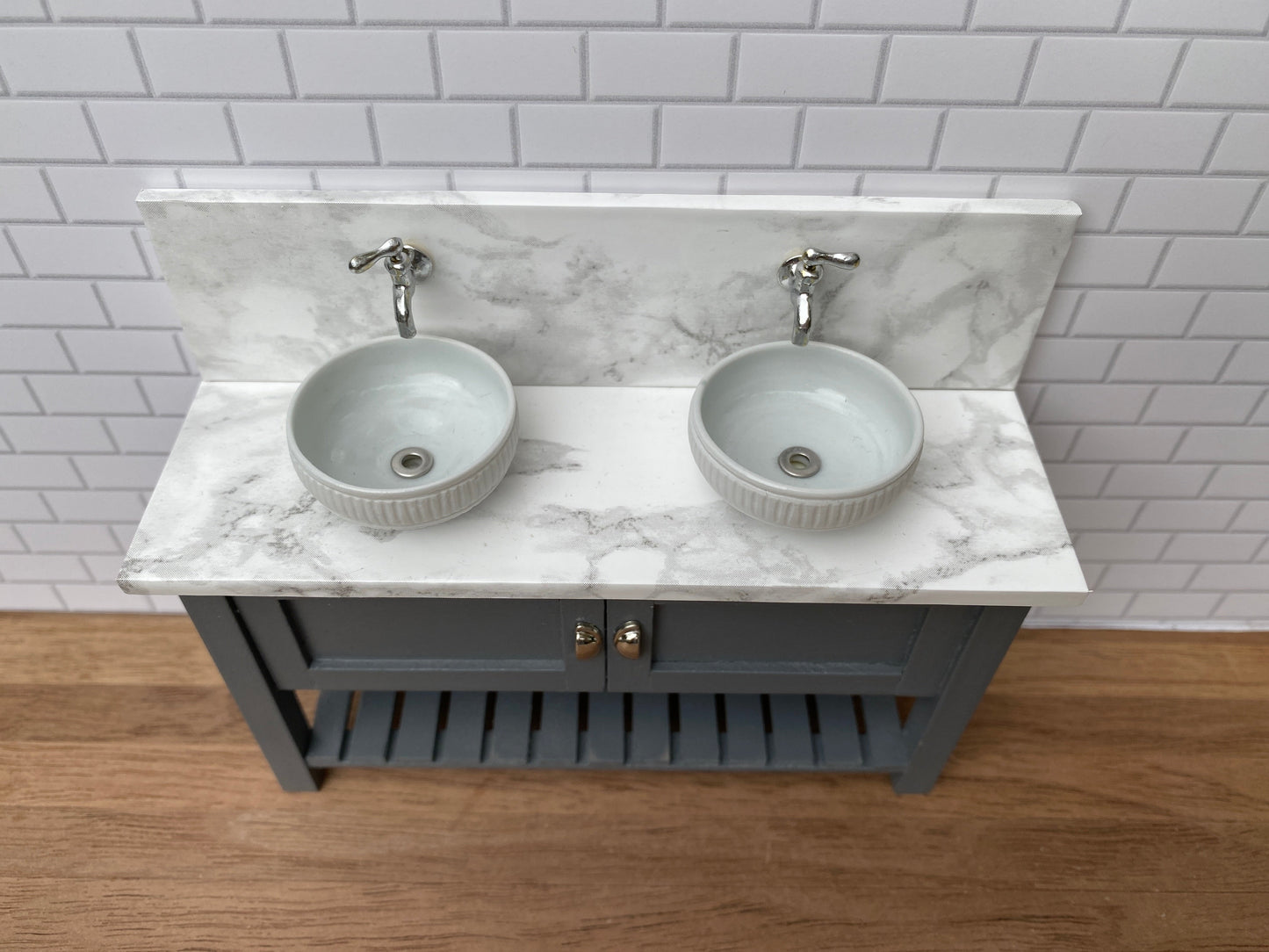 Grey/ Blue Shaker Vanity