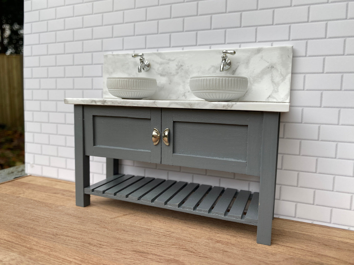 Grey/ Blue Shaker Vanity