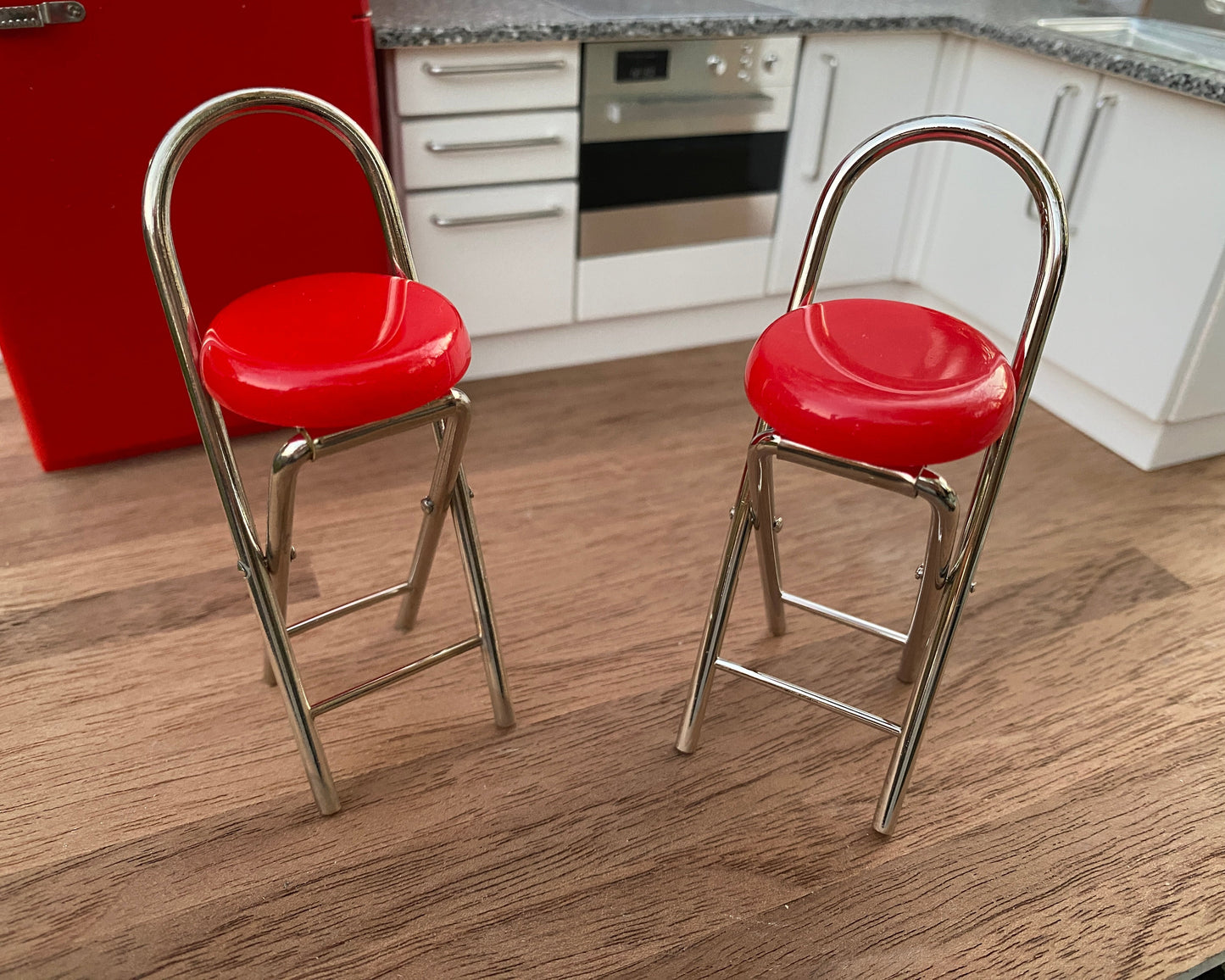 Red Chrome Folding Bar Stool