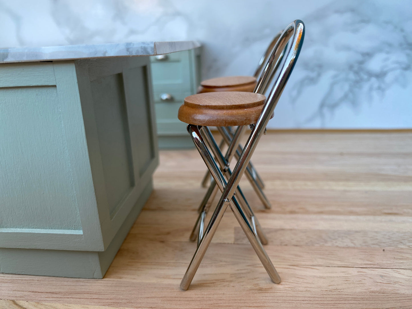 Wooden Chrome Folding Bar Stool