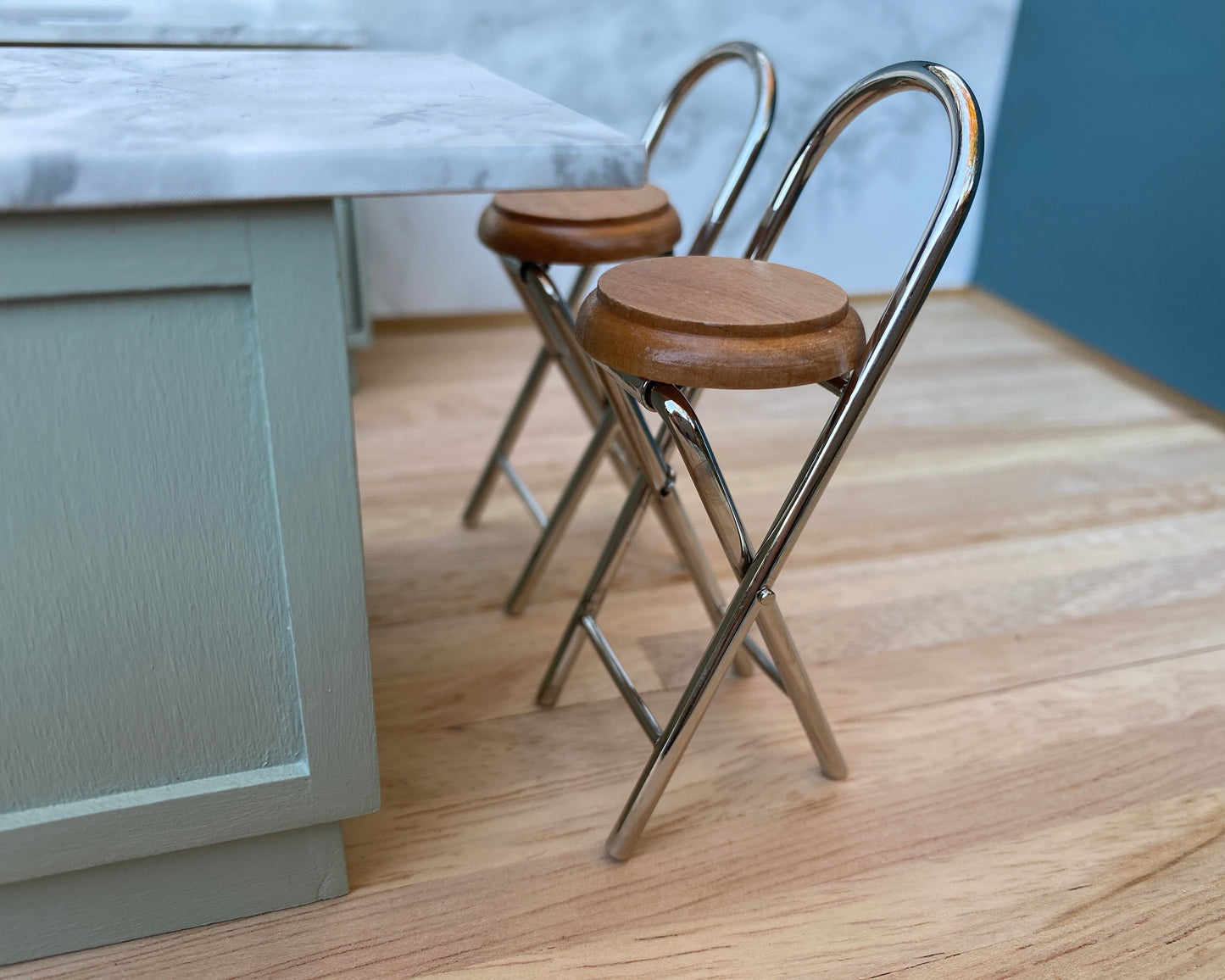 Wooden Chrome Folding Bar Stool