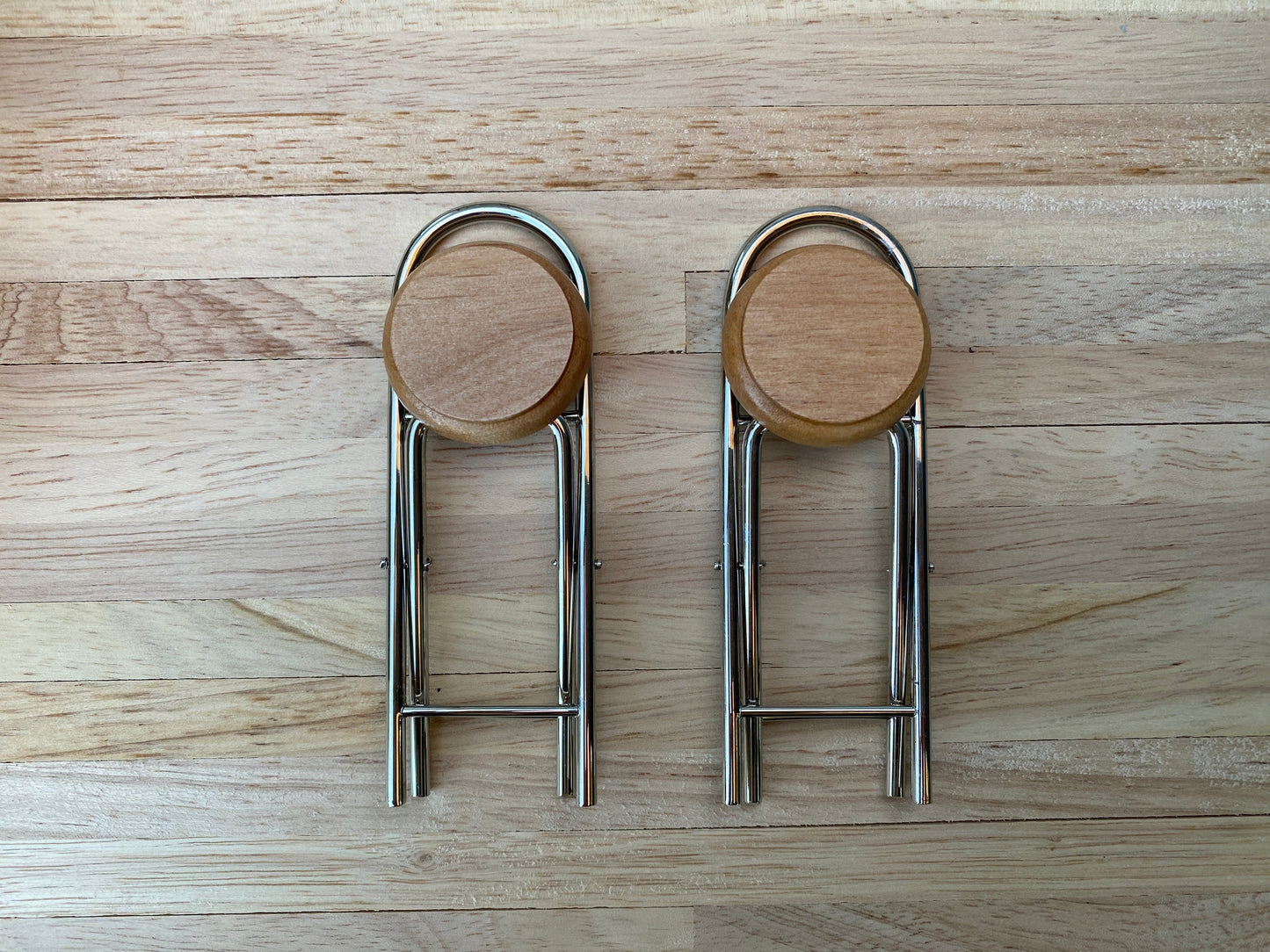 Wooden Chrome Folding Bar Stool