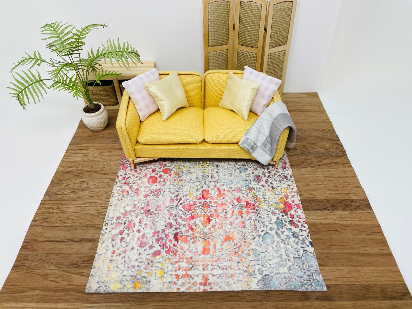 Miniature colourful modern rug