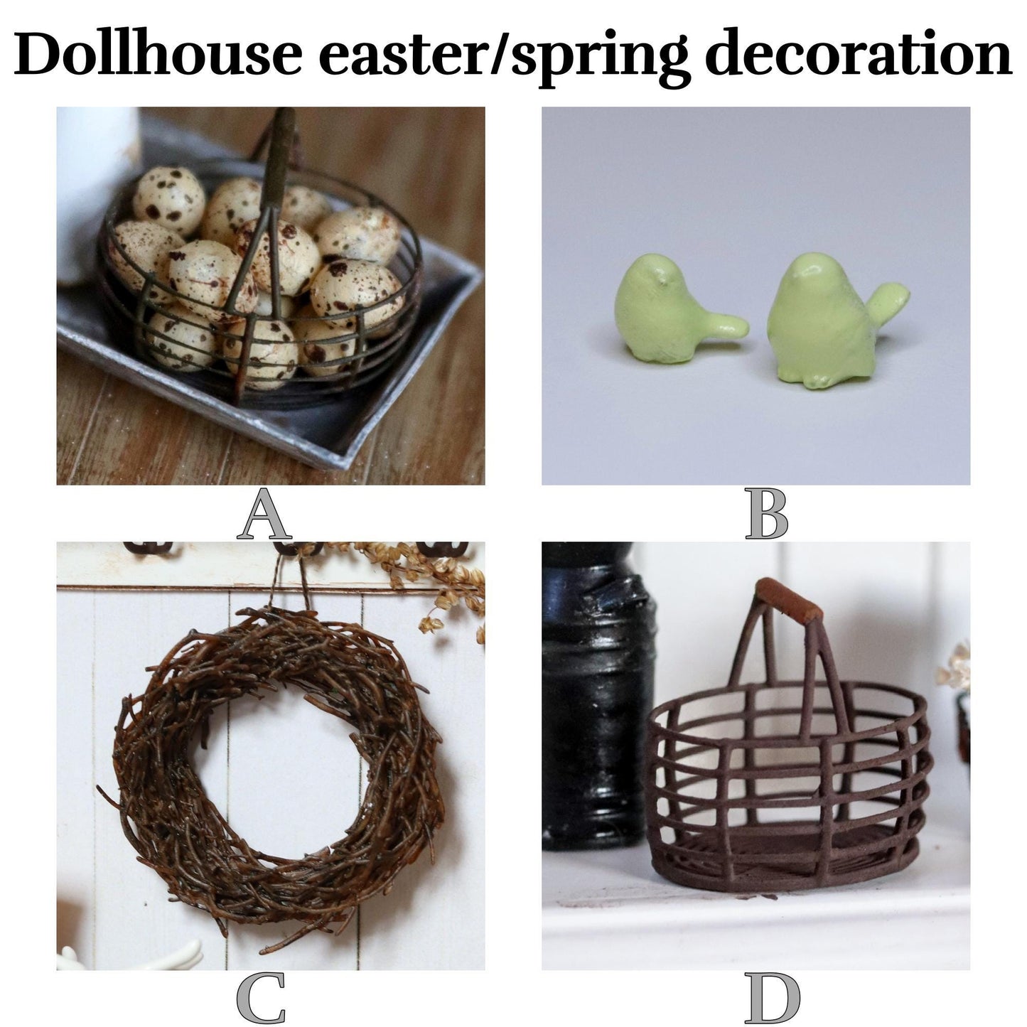 easter spring decoration 1:12 miniature dollhouse basket wire 3d printed