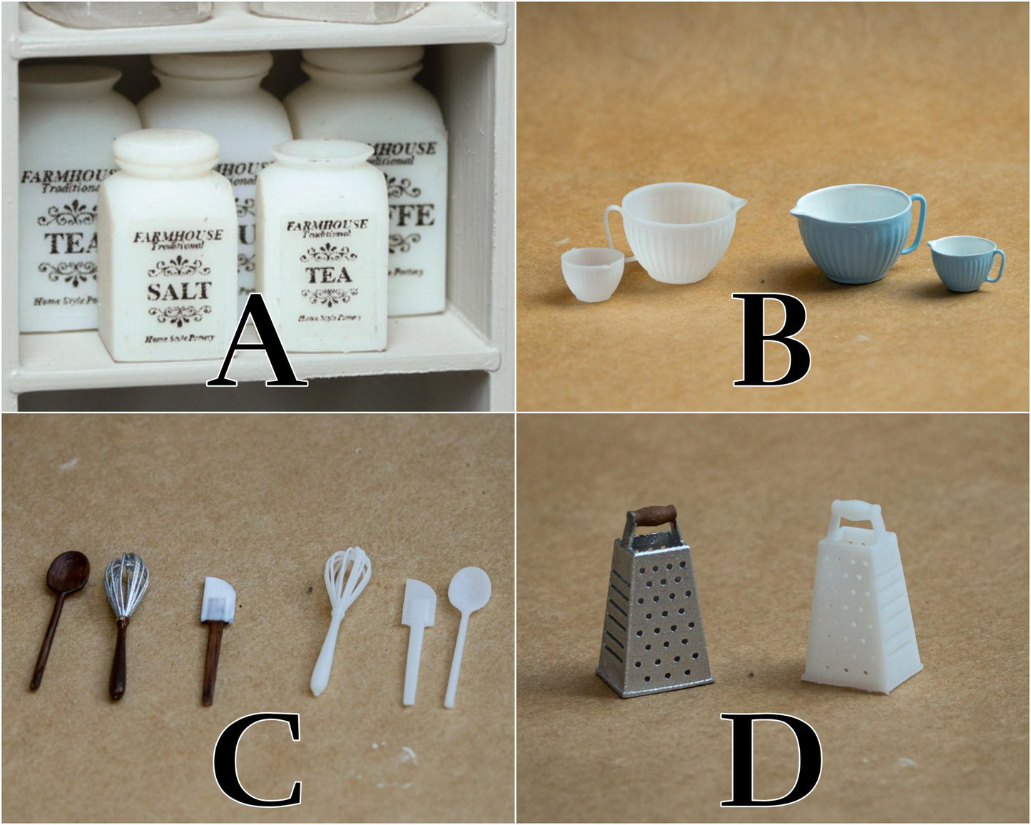 Dollhouse baking utensils 1:12 miniature 3d printed