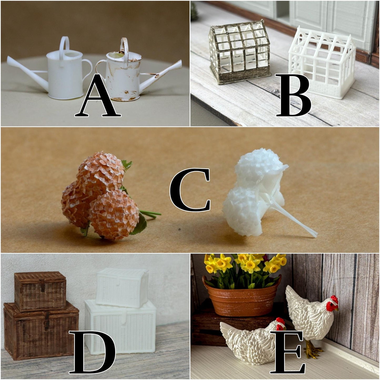 Dollhouse spring decoration 1:12 miniature chicken hen 3d printed