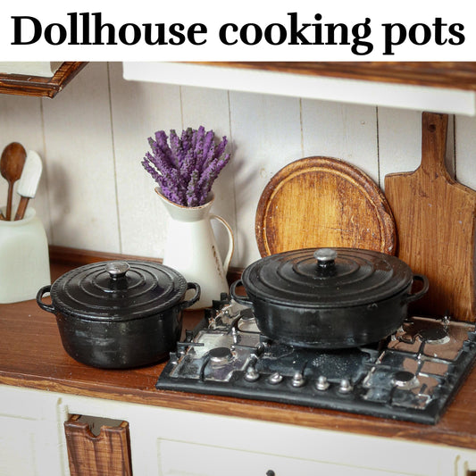 Dollhouse roaster and cooking pot 1:12 miniature 3d printed