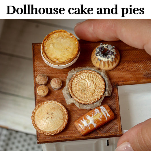 Dollhouse cake pie 1:12 miniature cheese cake pumpkin apple pie lemon bundt 3d printed